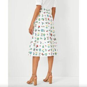 *sold* Ann Taylor Botanical Seamed Midi Skirt White Size 8